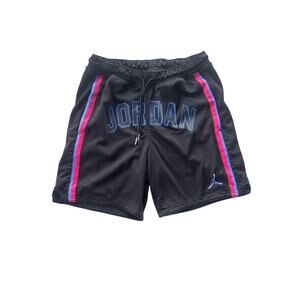 Jordan Youth Basketball Shorts - Size Small - Black w/ Blue & Red Stripe